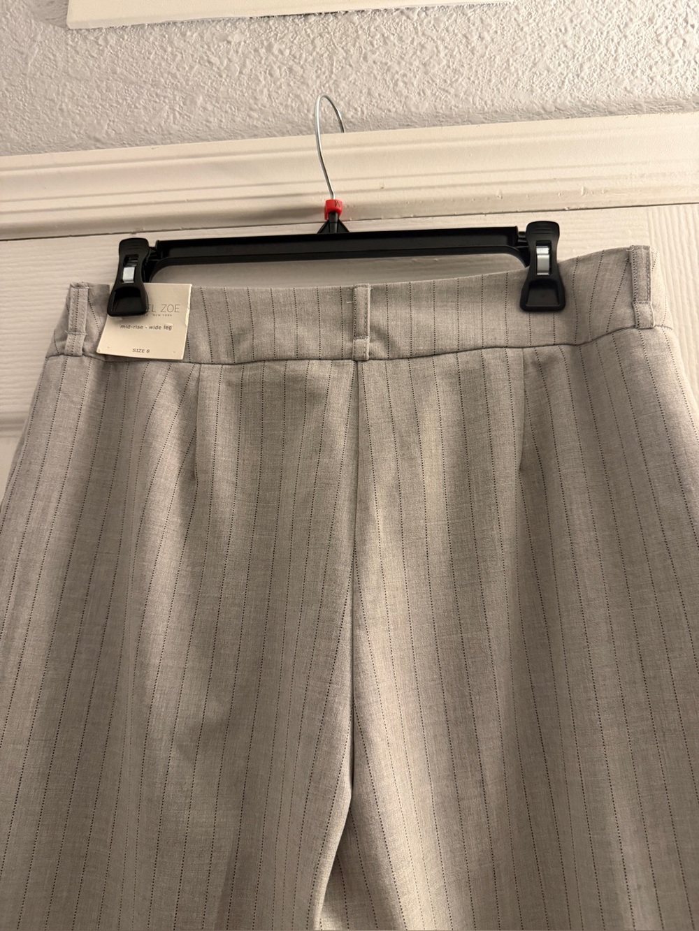 RACHEL ZOE Women’s Gray Pinstripe Wide Leg Pants NWT High Rise Dress Trouser - Picture 6 of 10